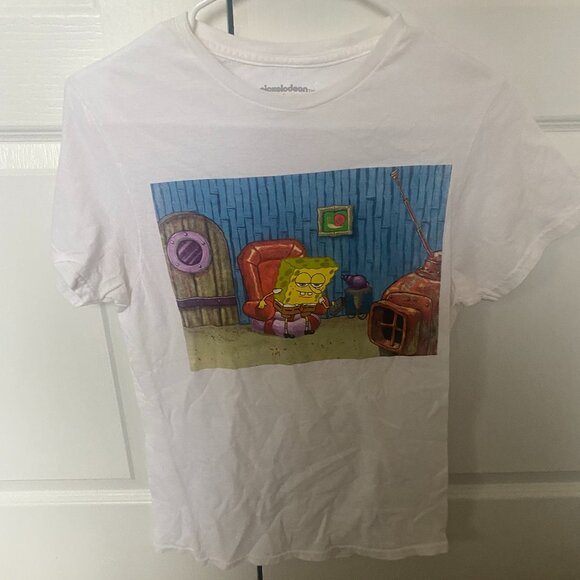 Nickelodeon Spongebob "Aight Imma Head Out" Graphic Tee White Mens Small - Picture 1 of 3